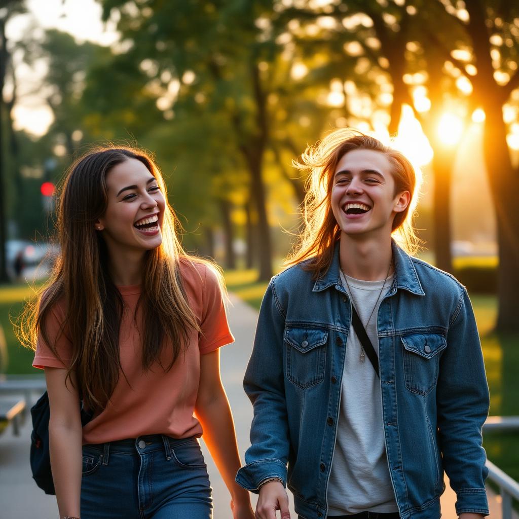 Due amici adolescenti al tramonto