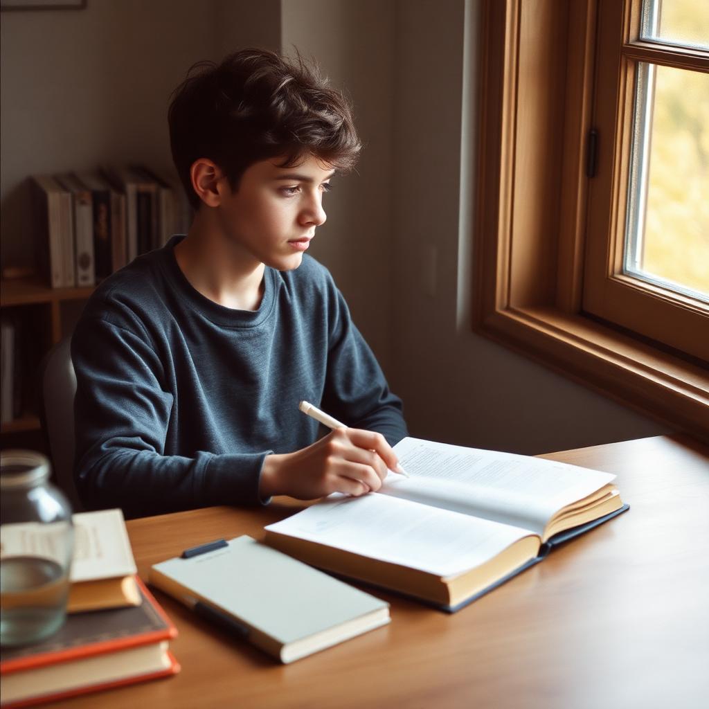 Ragazzo che studia alla scrivania
